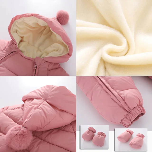 2021 Newborn Baby Jumpsuit Hooded Plus Velvet Warm Baby Boys Snowsuit Toddler Snow Suit Baby Girl Cotton Overalls Rompers 5
