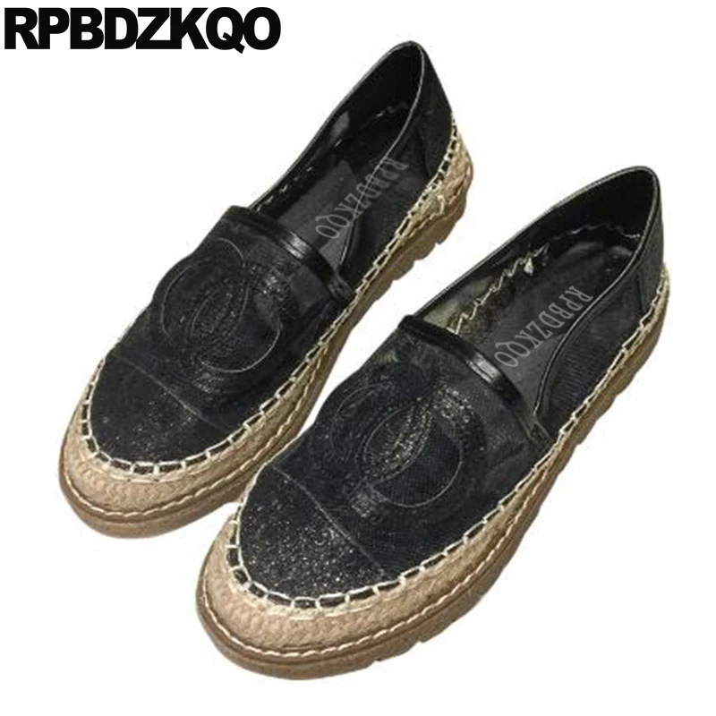 

Breathable 2019 Glitter Hemp White Autumn Spring Bling Sequins Single Shoes Walking Espadrilles Sandals Chinese Comfy Mesh Women