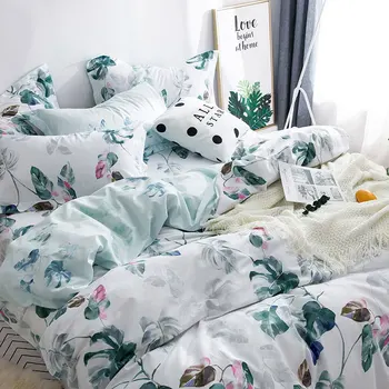 

Tropical Leaf Bedding Set Single Double Quen King Size 100%cotton Pillow Cases Nature Duvet Cover Quilt Cover Bed Cover