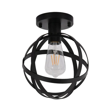 

E27 Wrought Iron Chandelier Fixture Home Decoration Lamp Holder Industrial Ceiling Light Guard Vintage Cage Bedroom Base Hanging