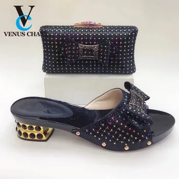 

Autumn New Coming Black Color Italian Shoes and Bags To Match Shoes with Bag Set Matching African Shoe and Bag Set