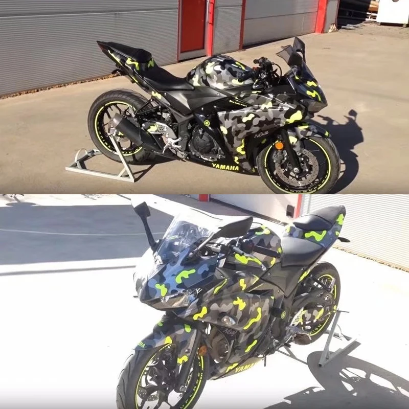 Yellow Black Grey Camouflage Vinyl Film