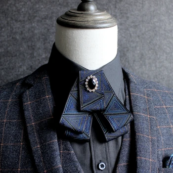 

2020 new wedding men's suit tie handmade English rhinestone bow silk tie groom suit retro luxury bow tie for men