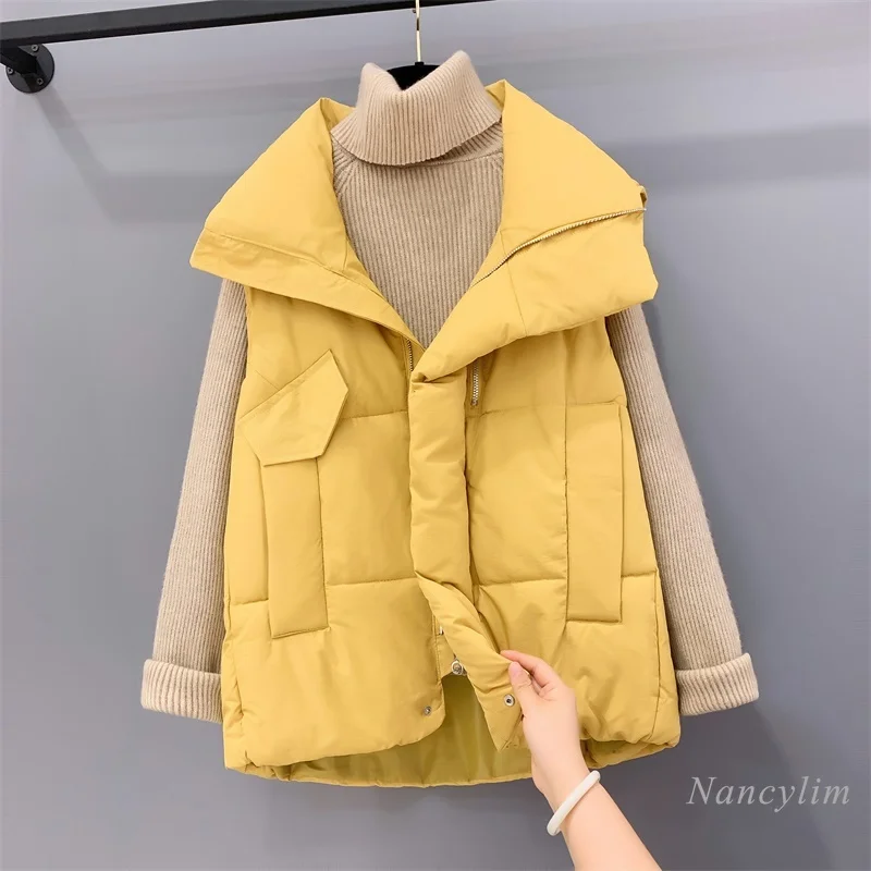 

2020 Autumn and Winter New Down Cotton Vest Coat for Women Plus Size Female Cotton Parka Clothing Sleeveless Waistcoat All-Match