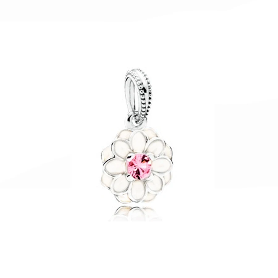 XIAOYI 925 Sterling Silver 11 Blooming Dahlia Daisy Flower Collection Charm Beaded Pendant Earrings CLIP Safety Chain - Цвет: Золотой