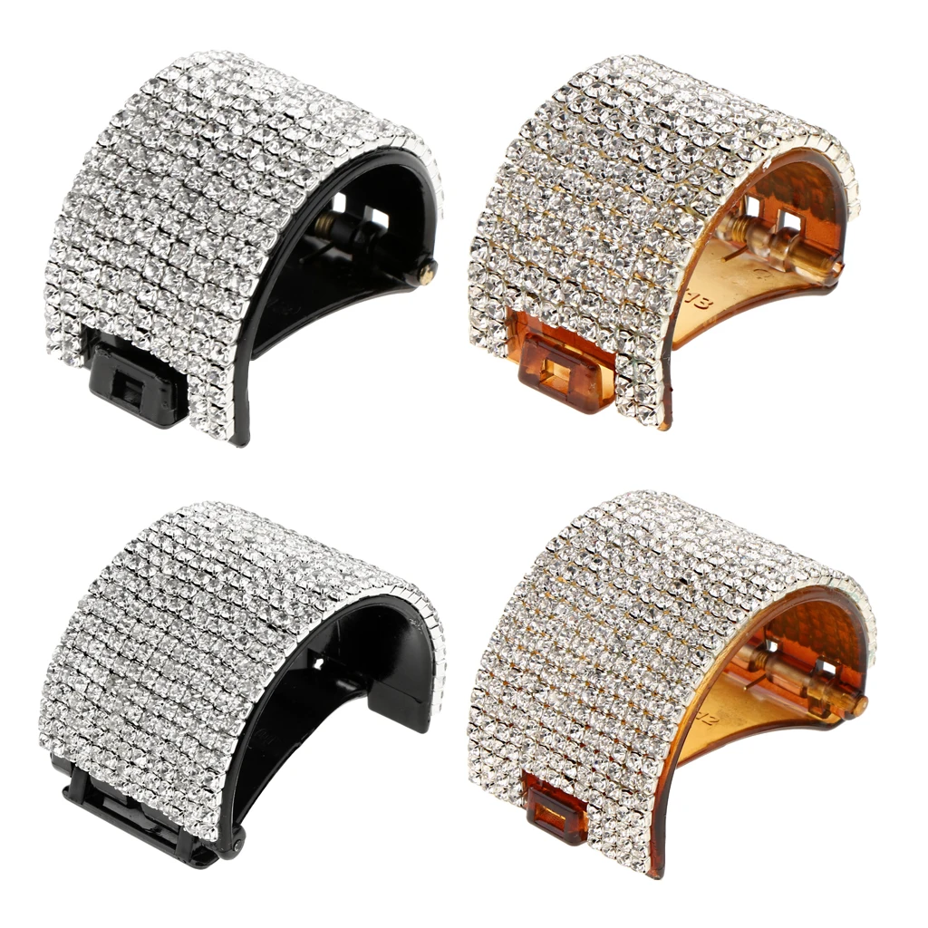 Women Girls Rhinestone Hair Clip Glitter Hair Barrette Full Rhinestone Teethed Hair Cuff Ponytail