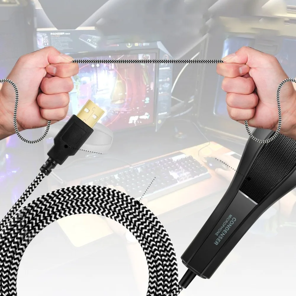 Профессиональный Высокочувствительный USB конденсаторный микрофон для телефона ноутбука онлайн пение чата встречи