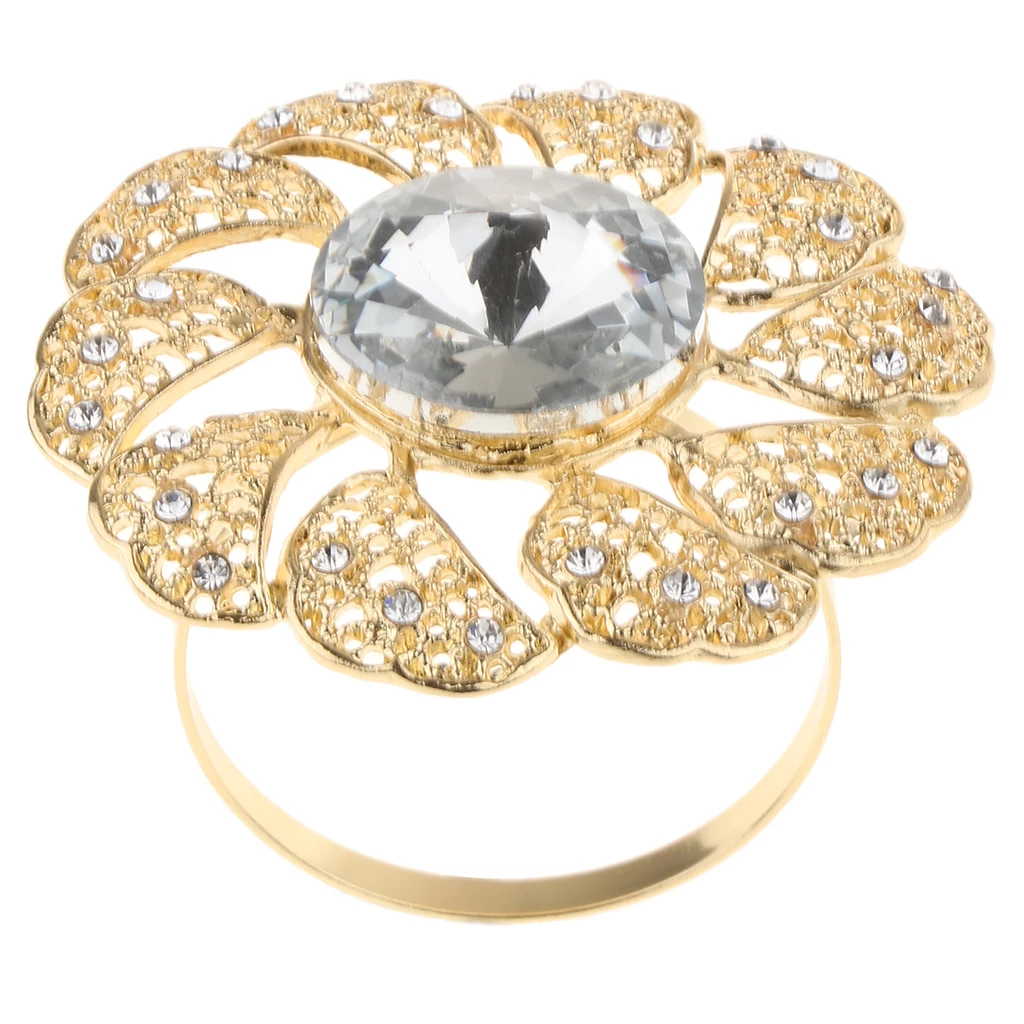 2 Color Hollow Flower Shape Metal Napkin Holder Table Decor for Wedding Dinning Party Napkin Buckle Napkin Ring