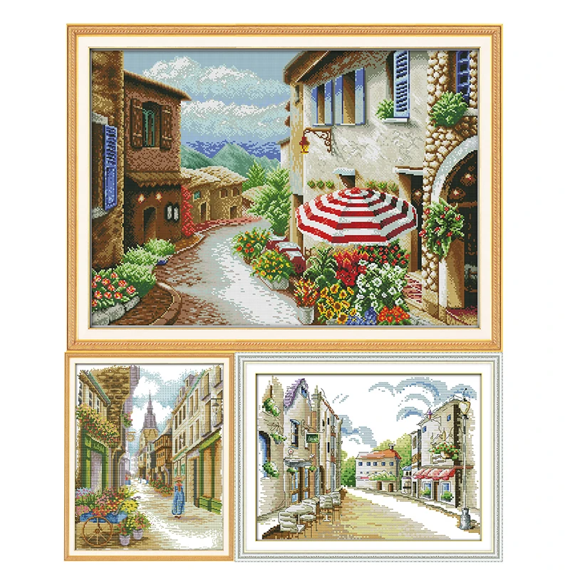 

Joy Sunday A Street View Patterns Counted Cross Stitch Kits11CT 14CT Cross Stitch Embroidery Needlework DIY Cross Stitch Kit