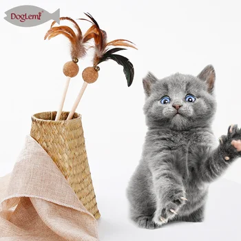 

New Arrival Cat Wand with Catnip Ball Mimi Dangler Feather Teaser Toy Cat Plush Pet Supplies Interactive Cat Toy Game