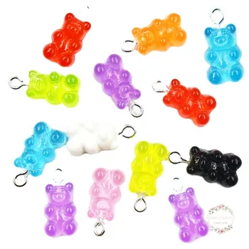 

10pcs Mixed Resin Bear Dangle Charms Mini Kawaii Flat Back Candy Charm For DIY Jewelry Making