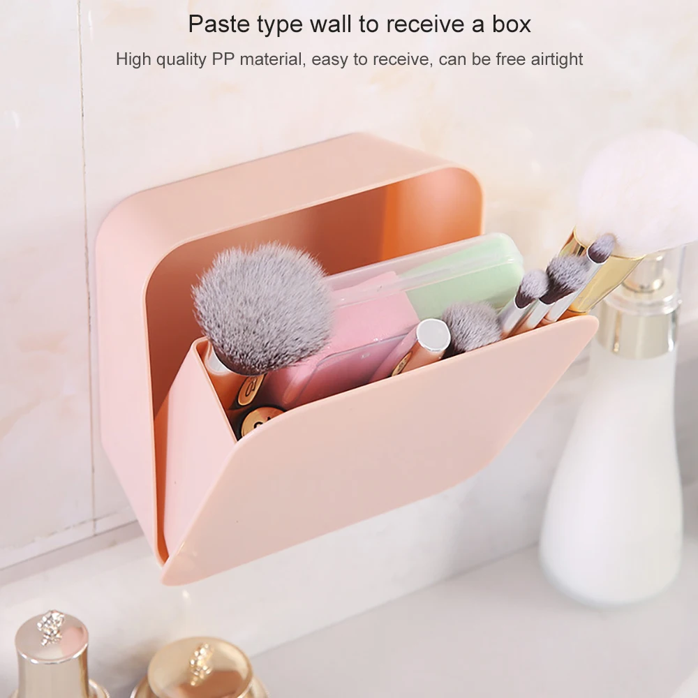 1Pc Wall Paste Sealed Square Storage Box Removable Kitchen Tableware Storage Shelf Toothbrush Holder Cosmetic Bathroom Organizer