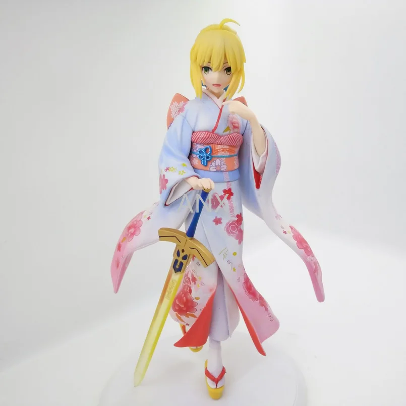 

25CM Fate/Grand Order Saber Figure PVC Action Anime Collection Doll Model Toy Altria Pendragon For Children Gifts Kimono Saber