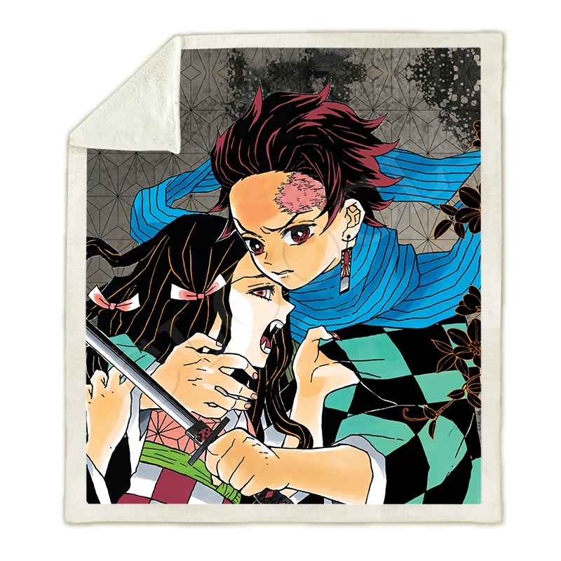 Blanket 1 Аниме демон убийца Kimetsu No Yaiba одеяла 3D принт Мода диван путешествия для подростков мужчин и женщин постельные принадлежности пледы одеяла плюшевое одеяло - Цвет: Blanket 1