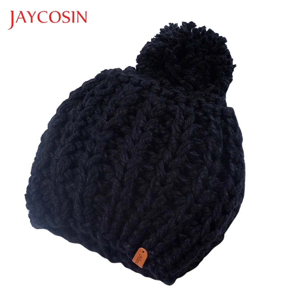 Милая зимняя женская шапочка JAYCOSIN вязаная шапка шерстяные меховые шапки с