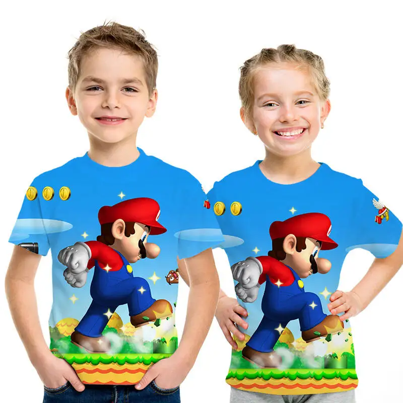 Детская футболка с короткими рукавами и мультяшным принтом супер футболки с Марио для девочек, новые футболки для маленьких мальчиков детская повседневная одежда летние топы - Цвет: NT-925