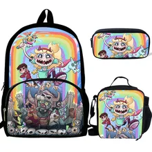 3PS Customized Cartoon star vs the forces of evil Print Backpack For Girls Boys Schoolbag Children Luch Bag Kids pencil bag