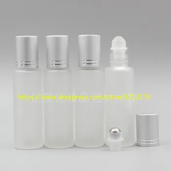 

wholesale 15ml clear frosted glass bottle glass or steel roller,roll-on essential oil Refillable perfume deodorant liquid bottle
