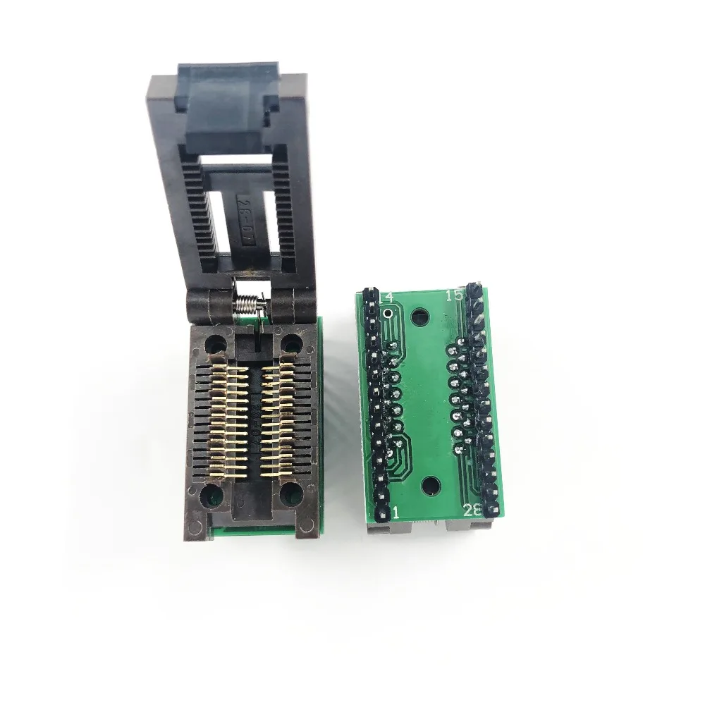  SOP28 SOIC28 SO28 to DIP28 Pitch 1.27mm Body Width 7.5mm IC Test programming socket 300mil clamshel