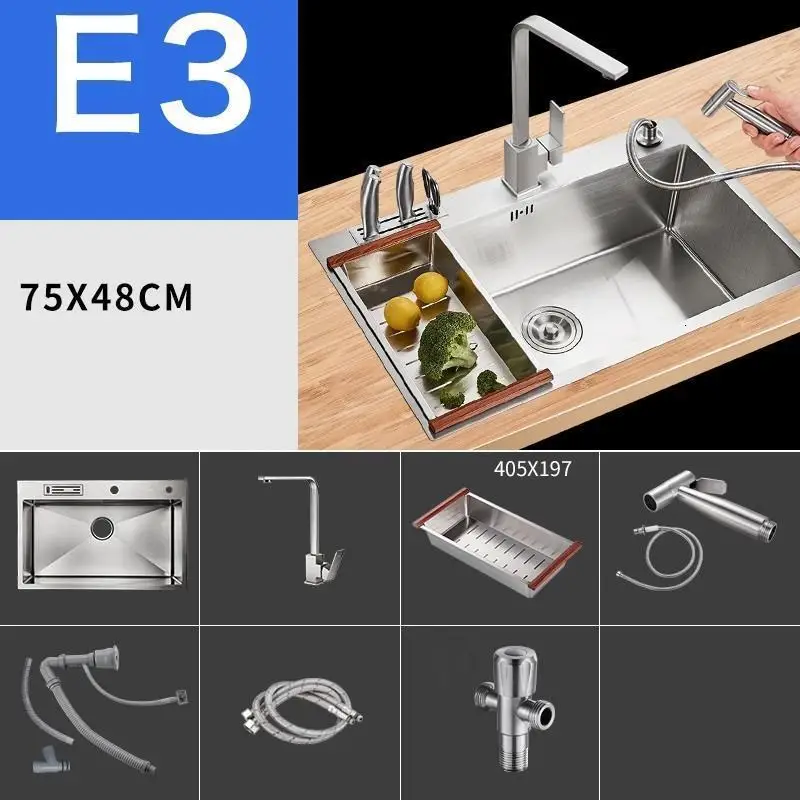 Lavandino Cucina Tarjas Para Cocina Evier De Cuisine Stainless Steel Kitchen Cuba Pia Cozinha Fregadero Lavabo Dishwash Sink - Color: Number 16