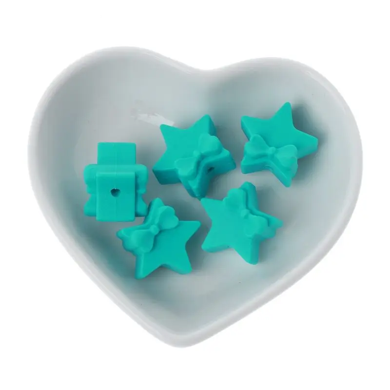52-Turquoise Green 5 шт силиконовые бусины в форме звезды пищевого класса прорезыватель BPA бесплатно Прорезыватель для зубов ожерелье браслет Diy Ювелирные изделия Детские Прорезыватели игрушка - Цвет: 52-Turquoise Green