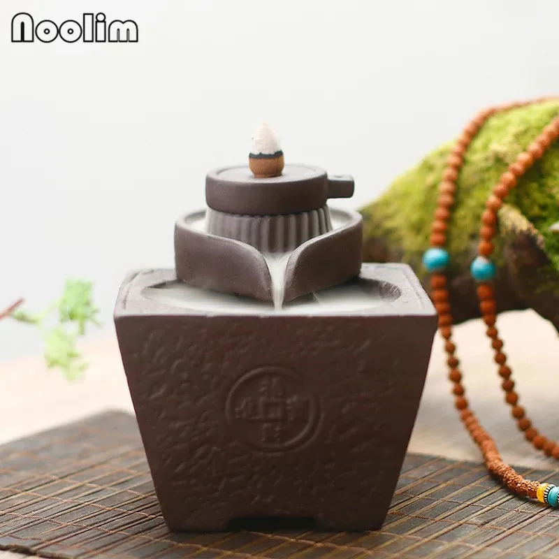 Креативный керамический Лотос маленький монах курильница для благовоний горелка Высокая горная дым водопад курильница домашний декор+ 20 шт конусов