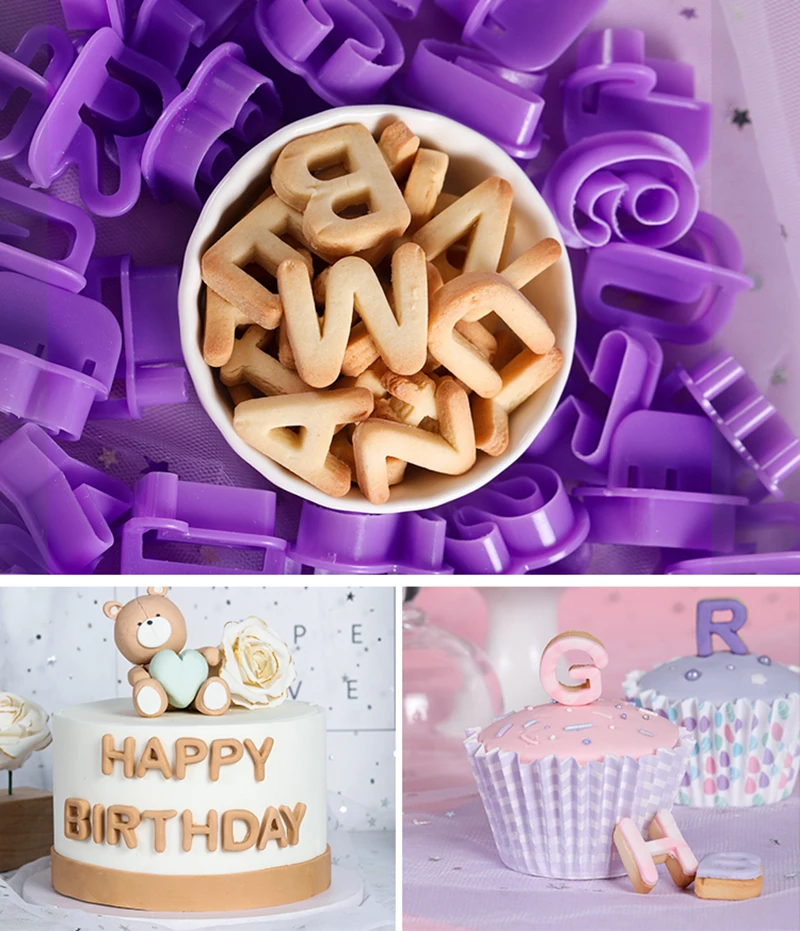 40pcs/set Alphabet Number Cookies Cutter Fondant Biscuit Cutter Mold Figure Letter Pastry Cake Mould Baking Decorating Tools