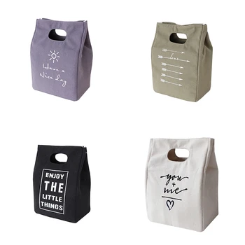 

Insulated Lunch Bag Printed Canvas with Reusable Aluminum Foil, Waterproof Lunch Tote Portable for Students and Adults At School