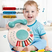 Kuulee многофункциональная детская игрушка для моделирования телефона, детская головоломка для раннего образования, музыкальная машина, музыкальные барабаны, электронная игрушка для фортепиано