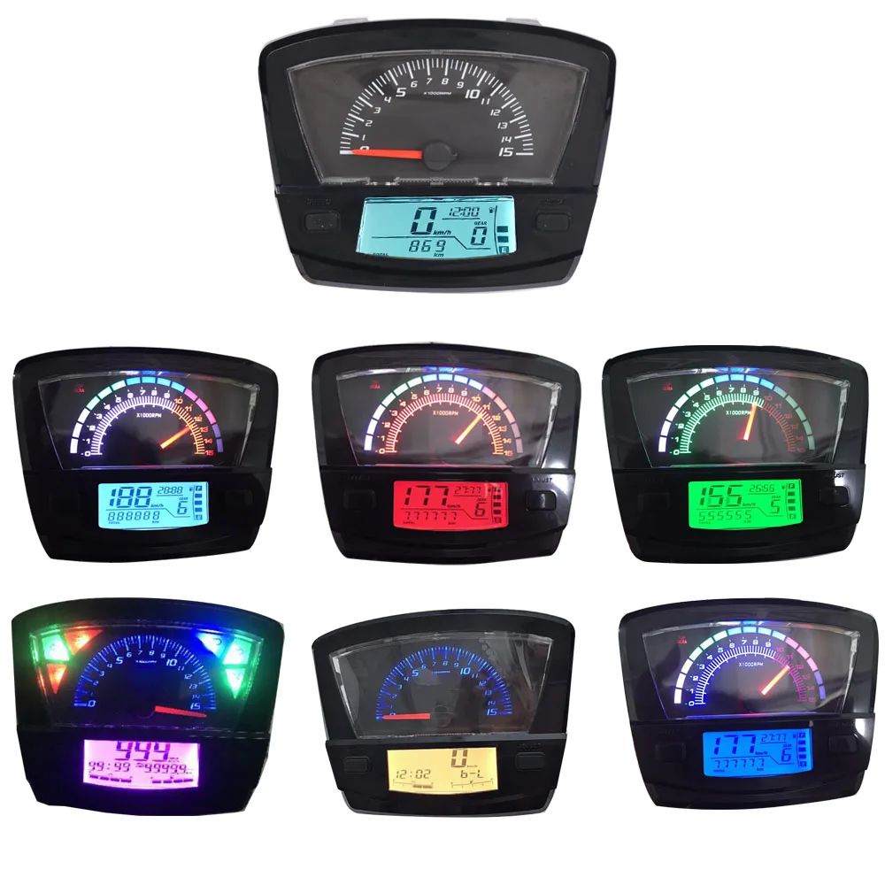 Motorcycle Speedometer 7 Colors Lcd Digital Odometer For Honda Ex5 Moto Dashboard Speedometer Meter Tachometer Gear Indicator Instruments Aliexpress