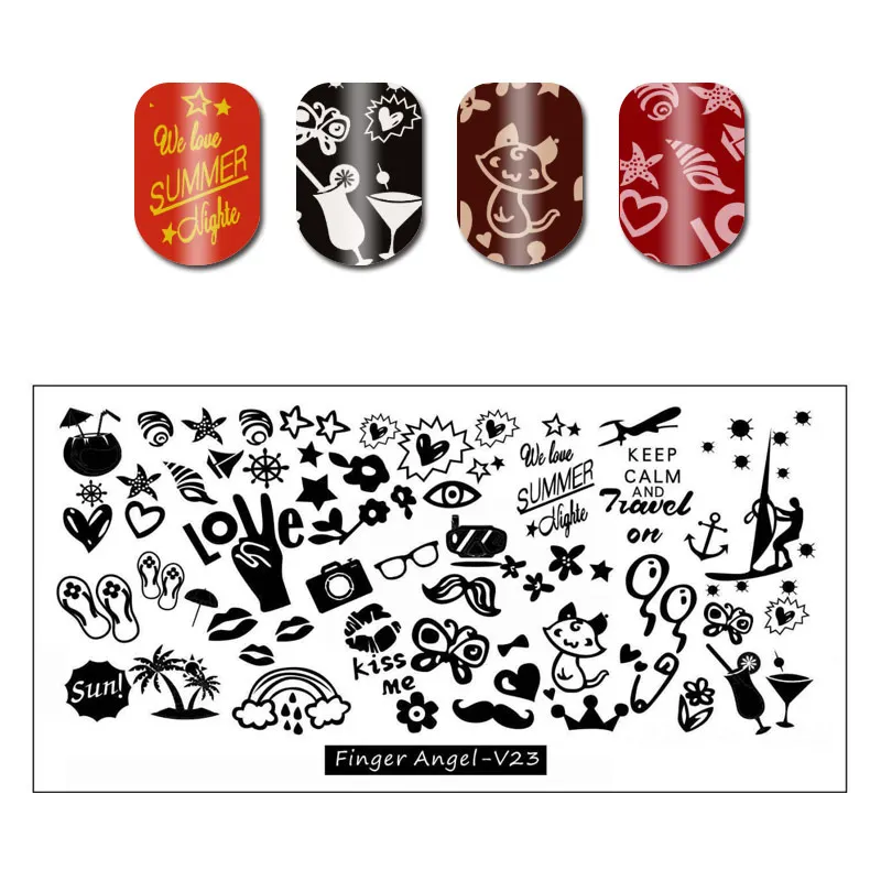 

1Pc Polish Printing Template Nail Art Stamp Stamping Plate Letters Flowers Cute Animal Rectangular Printing DIY Template FA01