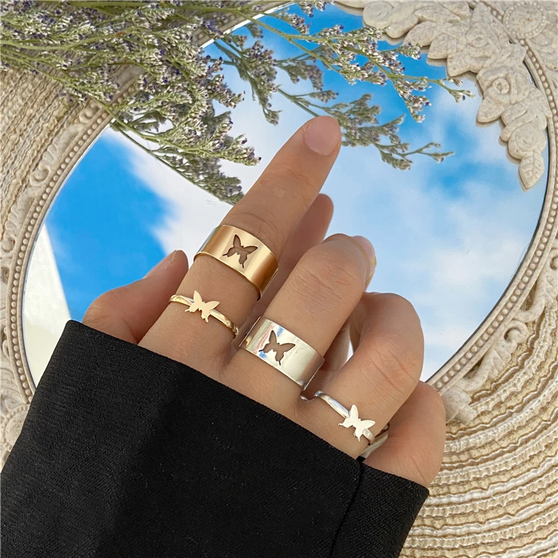1pcs Classic Fashion Women Jewelry Hollow Butterfly Finger Ring Opening Ring 1pcs Classic Fashion Women Jewelry Hollow Butterfly Finger Ring Opening Ring