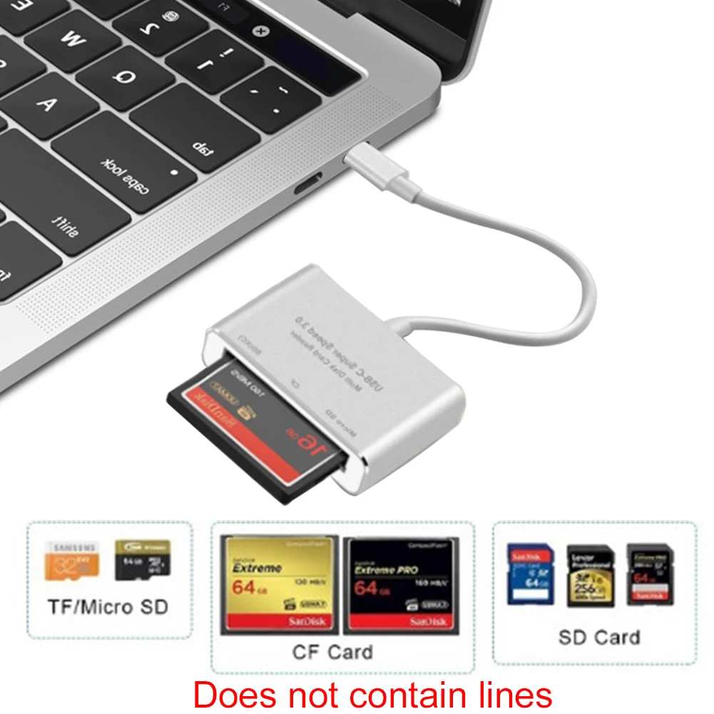 3 в 1 многофункциональный легкий для CF TF USB 3,0 портативный считыватель карт type C Супер Скоростной телефон для MacBook