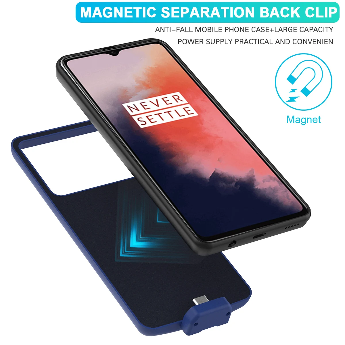 Для OnePlus 7T 7000mAh Чехол для зарядного устройства, магнитное Внешнее зарядное устройство для резервного копирования, внешний аккумулятор, защитный чехол, противоударный чехол, Fundas