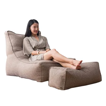 

Home Solid Lounger Seat Living Room Bedroom Lazy Sofa Cover Washable Pouf Bean Bag Pedal Slipcover Protective Soft All Seasons