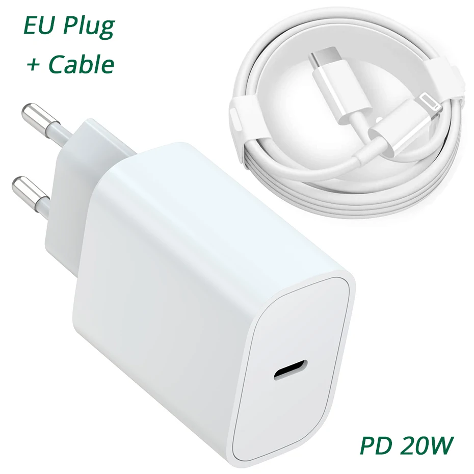 Fivetech USB C Cable for iPhone 12 Pro Max 11 XS XR X 8  20W PD Fast Charger for Macbook Pro EU US UK Plug USB Type C Data Cable charger 100w Chargers