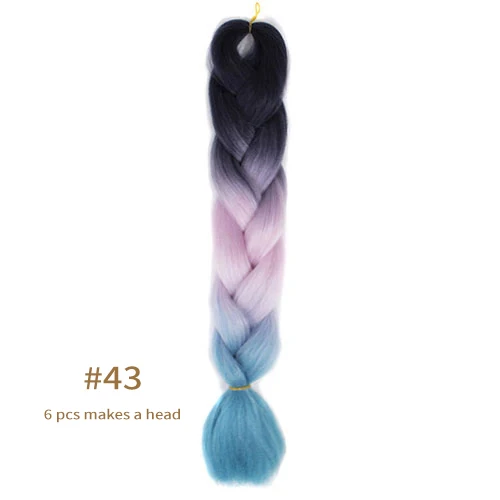 Synthetic jumb Braids Ombre Braiding Hair Extension Box Braid Hair Pink Purple Yellow Golden Colors hair 24inch kanekalons hair B43