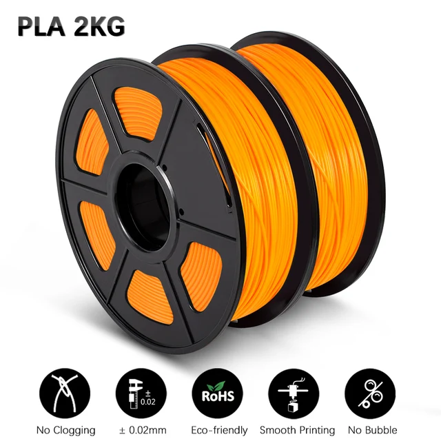 GOHIGH 2 Rolls PETG PLA SILK 3D Printing Filament 1.75MM Children Creative Model Material For 3D Pen & Printers PLA Orange 2kg