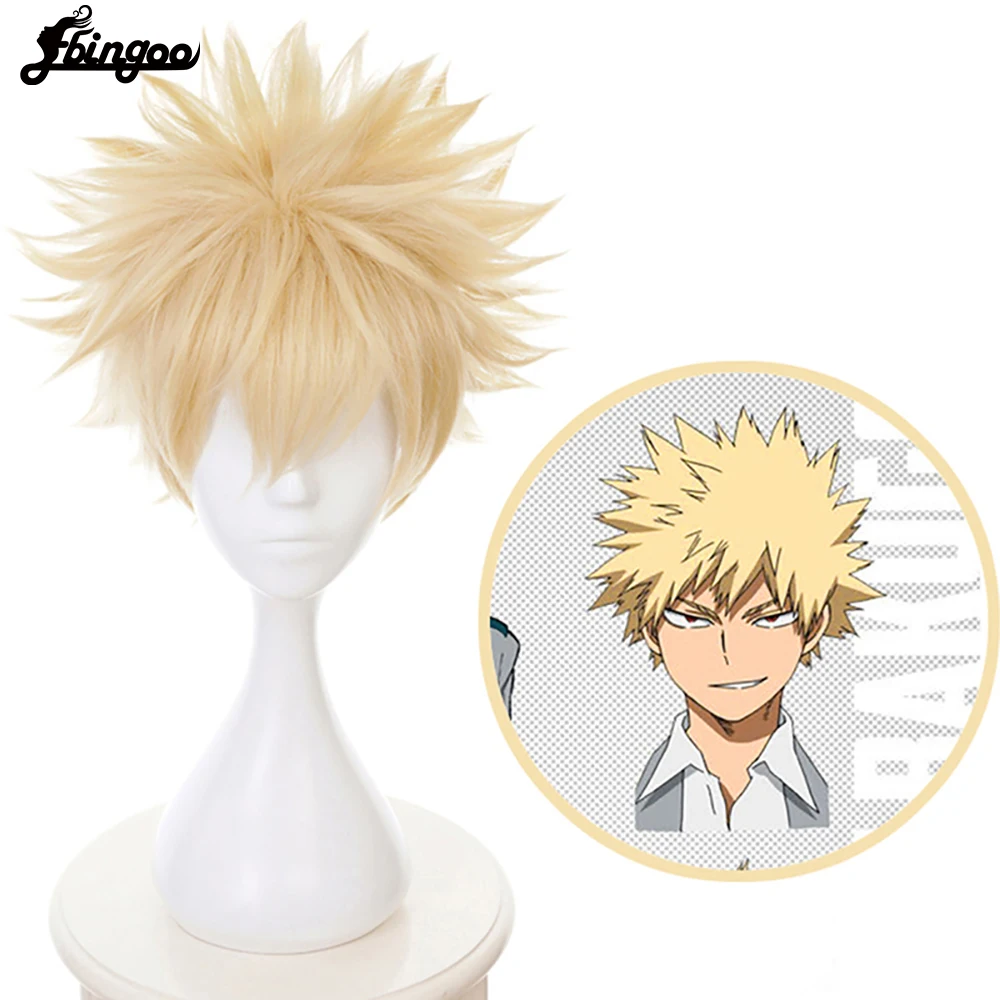 Ebingoo My Boku no Hero academic Bakugou Katsuki Bakugo короткий льняной блонд термостойкий