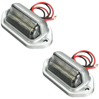 

2Pcs 6-Leds Number License Plate Tag Light 12V For Vans Trailers Trucks Lorries Caravans Boat Rv Interior Step Lamp