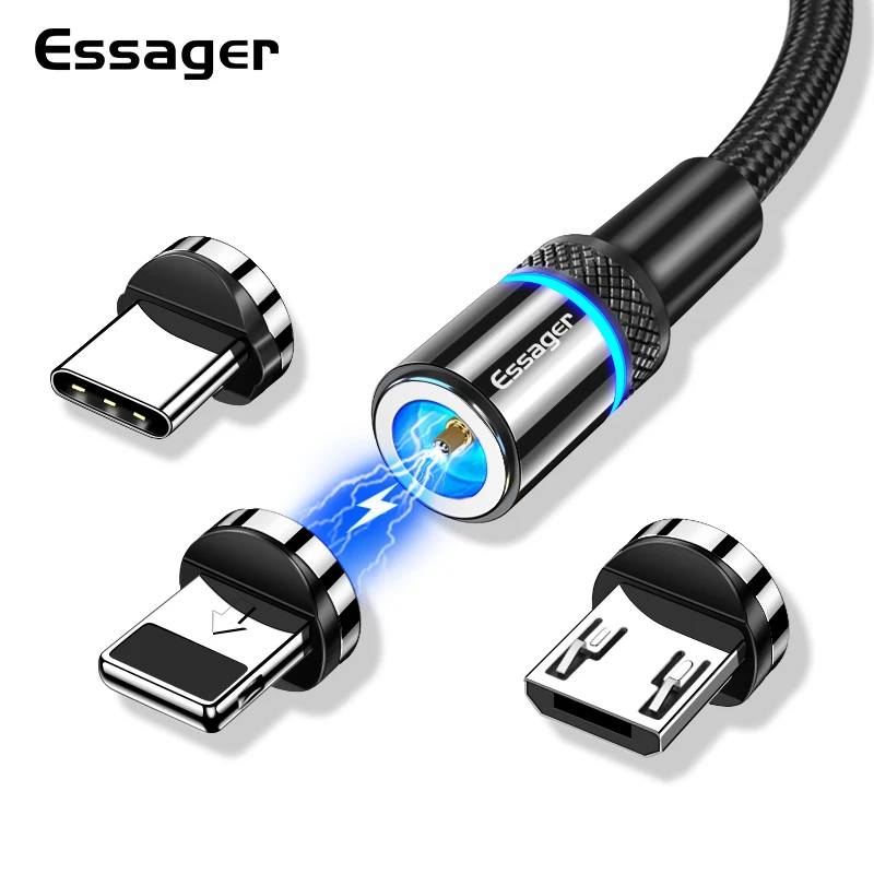 Essager Magnetic Charger Micro USB Cable for iPhone Samsung Android Mobile Phone Fast Charging Wire Cord Magnet USB Type C Cable|Mobile Phone Cables| - AliExpress