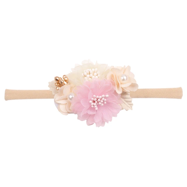 Fashion Florals Flower Headband Newborn Baby Elastic Princess Hairbands Child Kids Pearl Fresh Style Cute Headwear Gifts 27