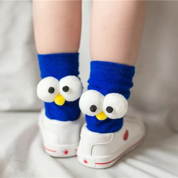 

New Parent-child Tube Socks Ladies Curling Three-dimensional Big Eyes Cartoon Tube Cotton Straight Fashion Socks Stockings NM