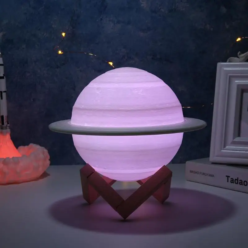Прямая поставка; Перезаряжаемые 3D принт лампа Сатурна как лунный свет ночной Светильник для Луны светильник с 16 Цвета удаленного Подарки