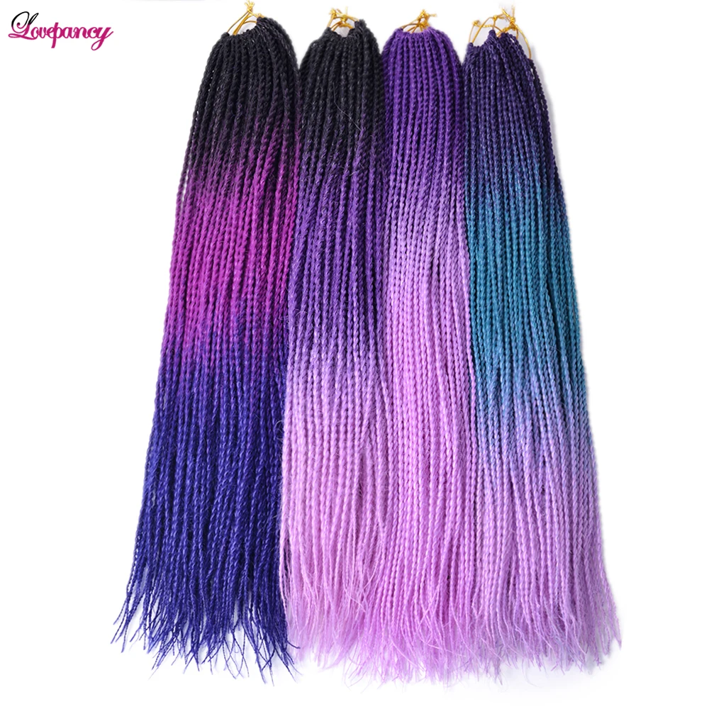 

24 Inch Senegalese Twist Crochet Braids Thin Senegal Twists For Women Blue Ombre Synthetic Braiding Hair Extensions For Daily