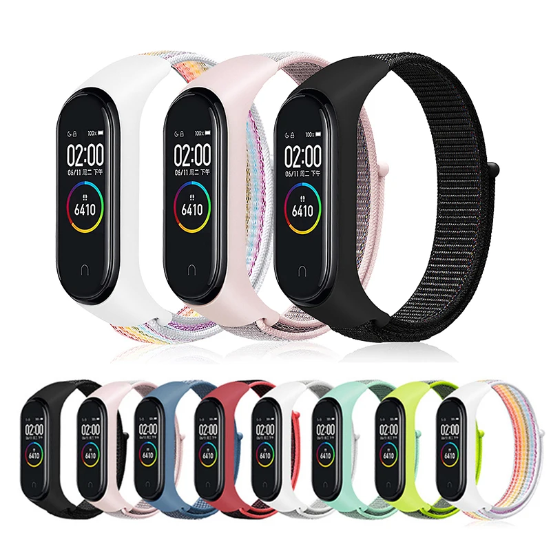 Нейлоновый и силиконовый ремешок для Xiaomi Mi band 4 3 регулируемый браслет Miband сменный