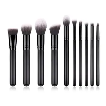 

10PC Black Wooden Handle Makeup Brushes Set Cosmetics Beauty Tools Kit Foundation Powder Blush Concealer Eyeshadow Make Up Brush