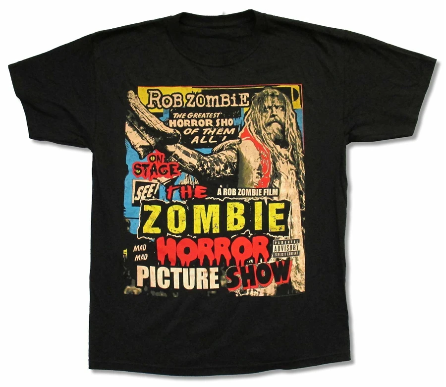 Rob Zombie Picture Show Black T-Shirt New Horror Merch White Free Shipping Tops Tee Shirt | Мужская одежда