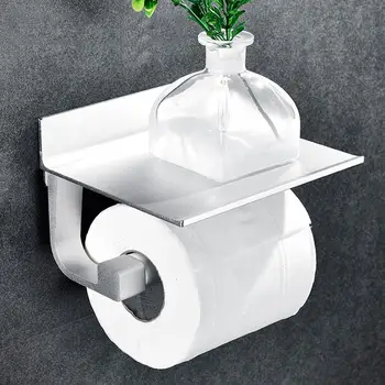 

Space Aluminum Shelf Toilet Paper Holder Shelf Adhesive Toilet Paper Holder Bathroom Accessories with Glue