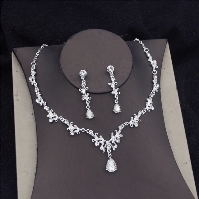 Vintage Blue Crown Bridal Jewelry Sets 